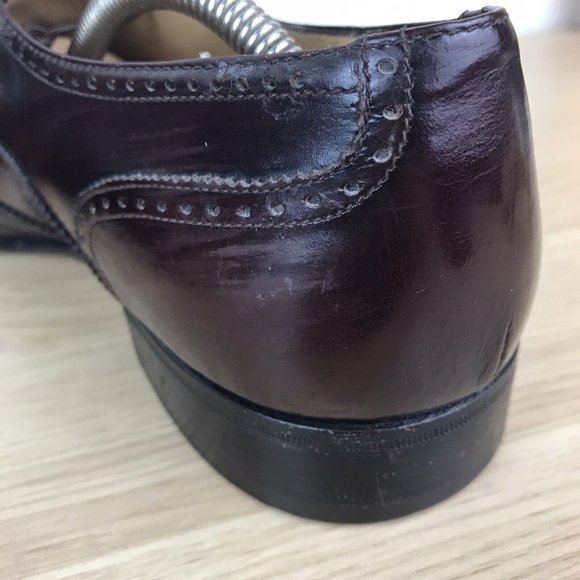 Salvatore Ferragamo Firenze Wingtip Oxford Shoes Red Brown Men’s Size 9 D - Picture 6 of 13